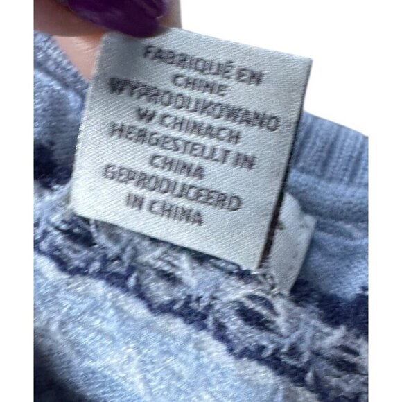 Aspen Woman's Sz L Blue White Fair Isle Mock Neck Sweater Ski Winter Outdoor - Picture 6 of 7